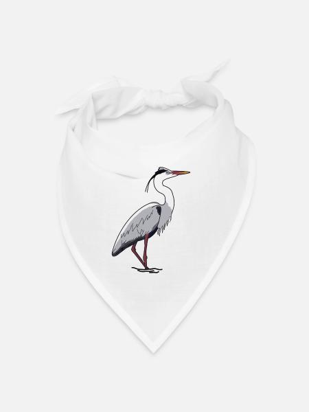 Graureiher, Reiher - Bandana Dreieckstuch - Weiß