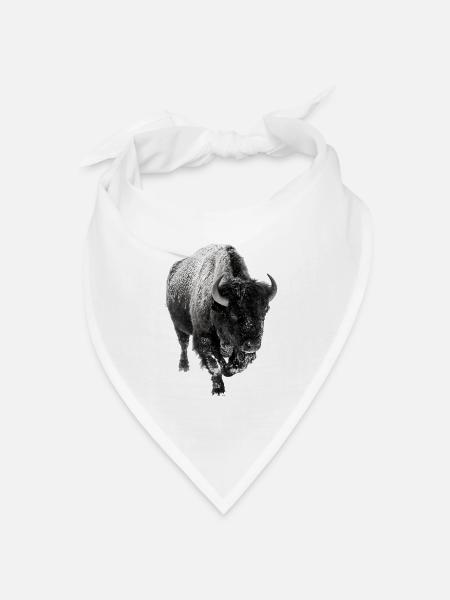 Winterbison im Schnee - Bandana Dreieckstuch - Weiß