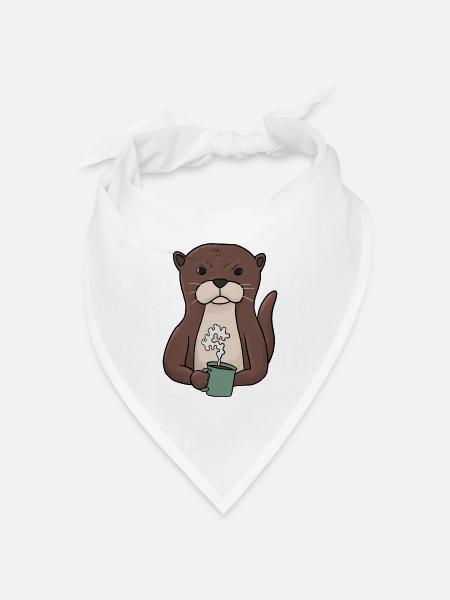 Mürrischer Otter mit Kaffee Morgenmuffel - Bandana Dreieckstuch - Weiß