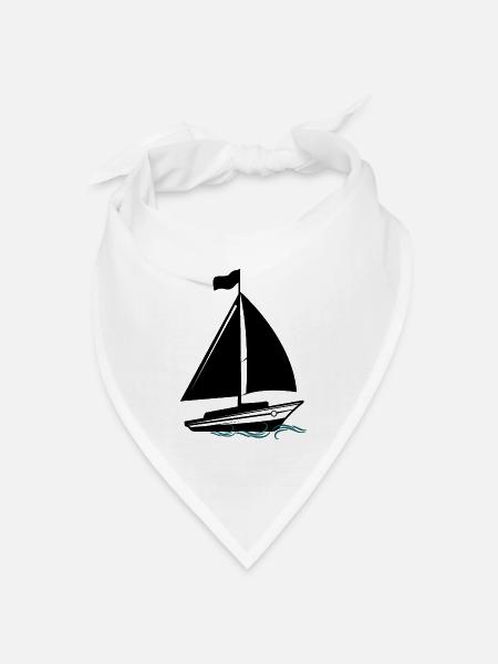 Segelboot - Bandana Dreieckstuch - Weiß