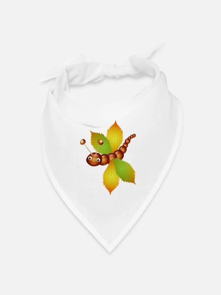 Schmetterling aus Kastanien und Kastanien Blätter - Bandana Dreieckstuch - Weiß