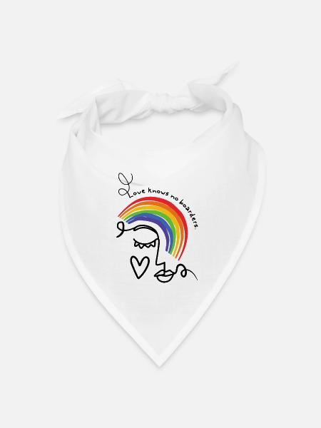 Pride Month Liebe Grenzen Regenbogen LGBTQ Queer - Bandana Dreieckstuch - Weiß