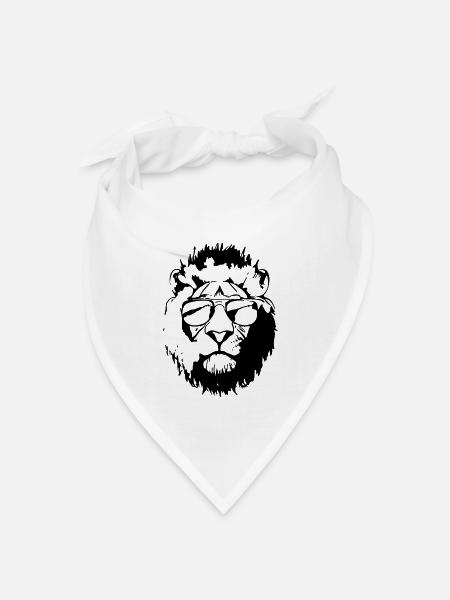 Löwe mit Sonnenbrille Geschenkidee Löwe - Bandana Dreieckstuch - Weiß