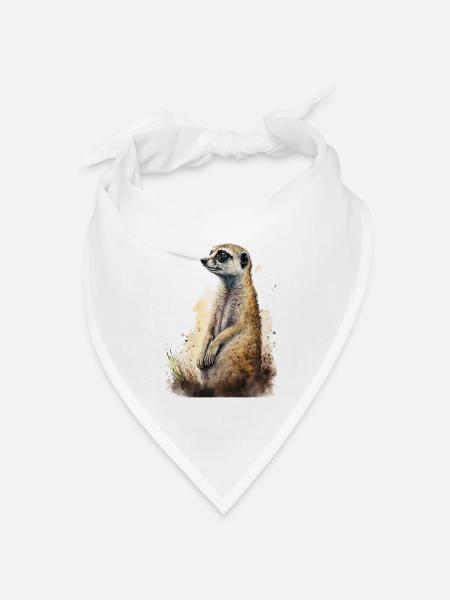 Süßes niedliches Erdmännchen - Bandana Dreieckstuch - Weiß