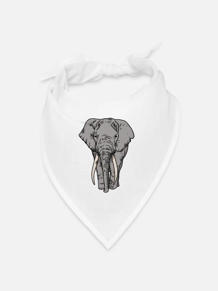 Afrikanischer Elefant - Bandana Dreieckstuch - Weiß