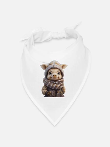 Niedliches Wintertier - Bandana Dreieckstuch - Weiß