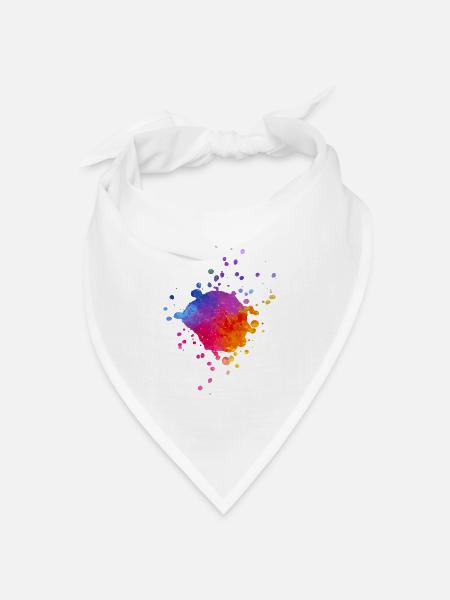Bunte Farbspritzer - Farbverlauf Aquarell - Bandana Dreieckstuch - Weiß