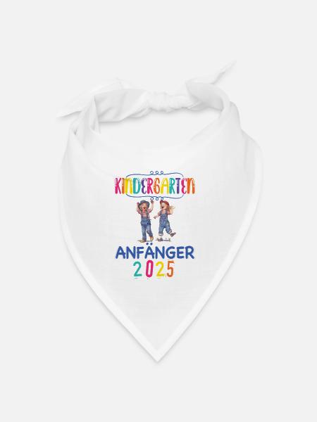 Kindergarten Anfänger 2025 Kita Kiga Hort Kinder - Bandana Dreieckstuch - Weiß