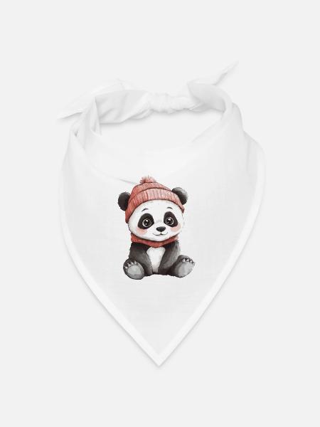 Panda Süß Niedlich Baby Kinder Tier Bär Cartoon - Bandana Dreieckstuch - Weiß