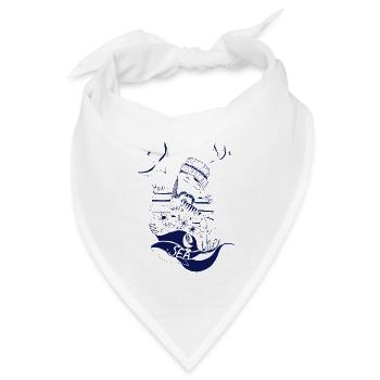 Du, ich und das Meer. Der Seemann und sein Fisch - Bandana Dreieckstuch - Weiß - Vorne