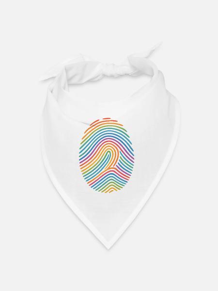 Regenbogen Fingerabdruck Muster | Vielfalt - Bandana Dreieckstuch - Weiß