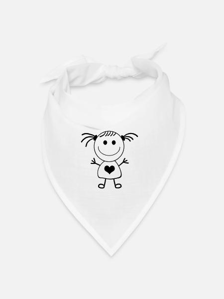 Mädchen Strichmännchen - Bandana Dreieckstuch - Weiß
