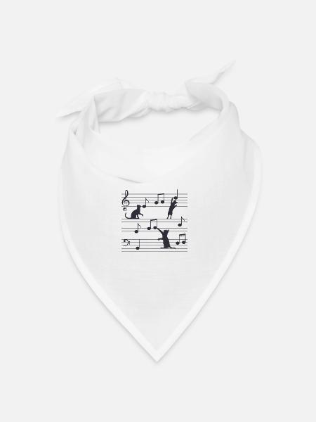 Katzenmusik, Katzen, Musik, Noten - Bandana Dreieckstuch - Weiß