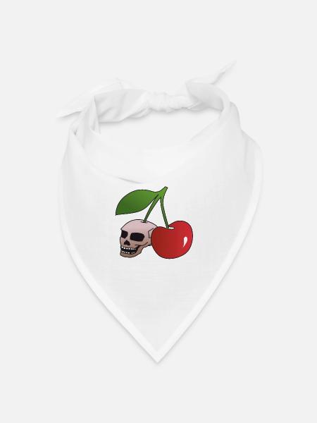 Totenkopf Kirsche - Bandana Dreieckstuch - Weiß