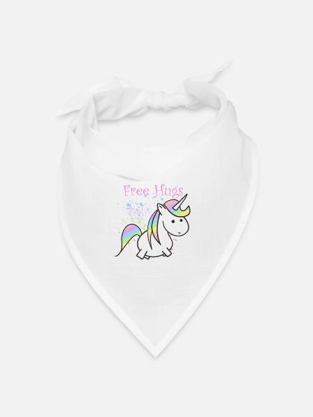 Pastel Rainbow Unicorn Kostenlose Umarmungen - Bandana Dreieckstuch - Weiß
