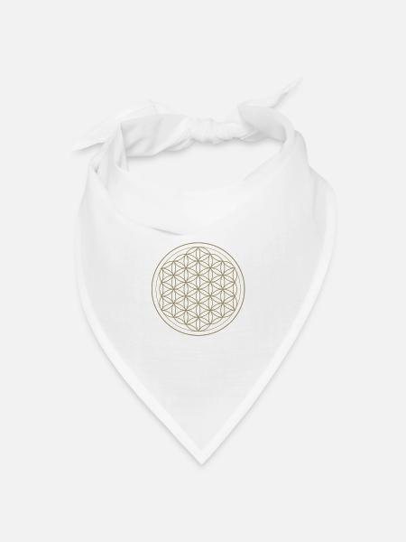 Goldenes Blütenkreis Ornament - Bandana Dreieckstuch - Weiß