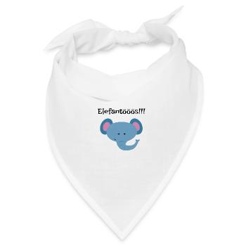 Blauer Elefantenkopf Kindershirt - Bandana Dreieckstuch - Weiß - Vorne