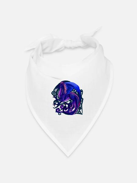 blauer Drache - Bandana Dreieckstuch - Weiß