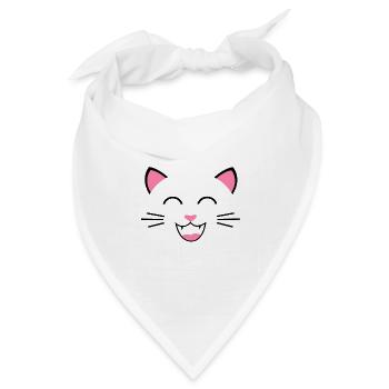 Grinsekatze Katze Kätzchen Katzenbaby Miau - Bandana Dreieckstuch - Weiß - Vorne