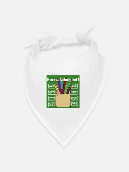 Schulkind mit Buntstiften und Schreibblock - Bandana Dreieckstuch - Weiß