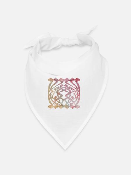 Aquarelliertes Blättermuster mit floralem Design - Bandana Dreieckstuch - Weiß