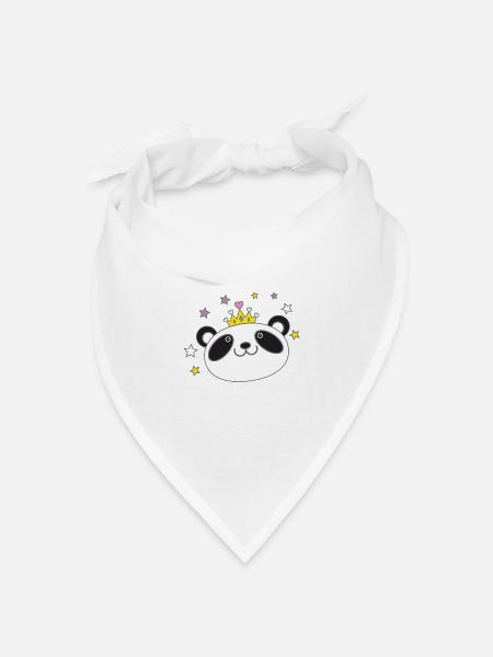 Panda Gesicht Krone in einer königlichen Krone - Bandana Dreieckstuch - Weiß