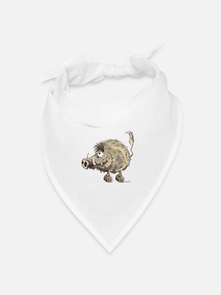 Lustiges Wildschwein - Bandana Dreieckstuch - Weiß