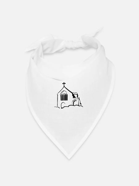 Kirche auf Wolken - Bandana Dreieckstuch - Weiß