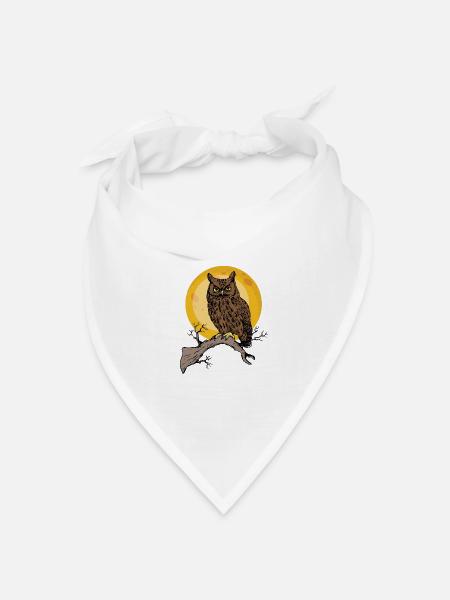 Eule - Bandana Dreieckstuch - Weiß