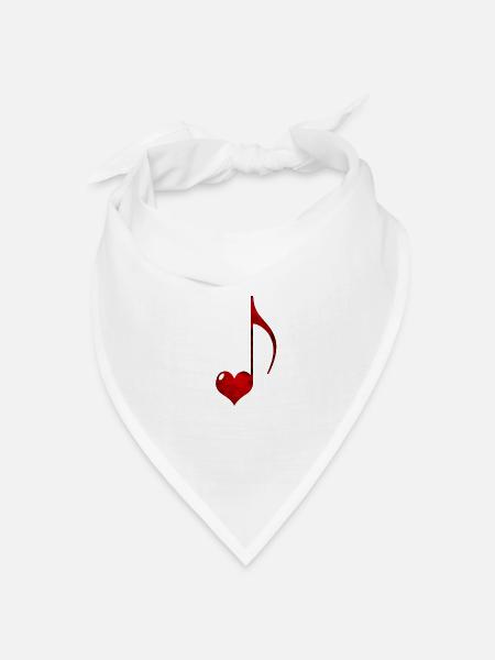 Rotes Herz und Musiknote Illustration - Bandana Dreieckstuch - Weiß