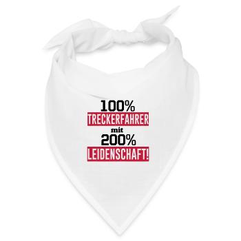 Traktor , Treckerfahrer 200% Leidenschaft ...(25) - Bandana Dreieckstuch - Weiß - Vorne