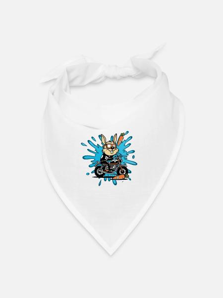 Hase Kaninchen Motorrad Geschenk - Bandana Dreieckstuch - Weiß