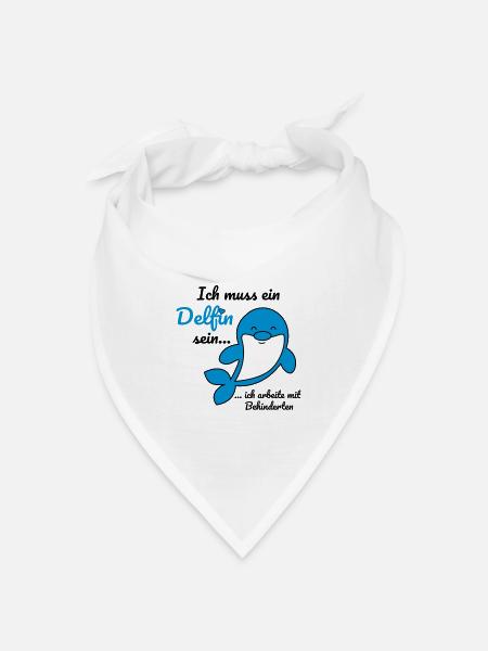 Ich muss ein Delfin sein... - schwarz - Bandana Dreieckstuch - Weiß