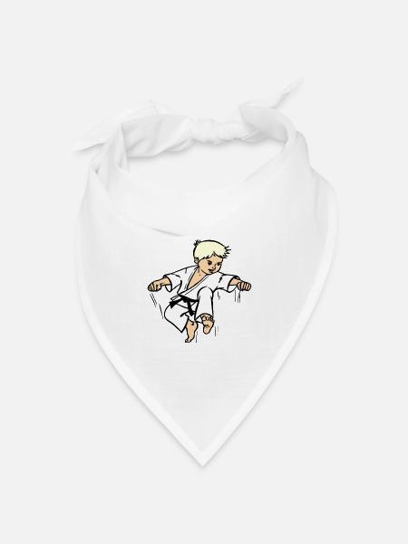 Karatekind oder Judokind mit schwarzem Gürtel - Bandana Dreieckstuch - Weiß