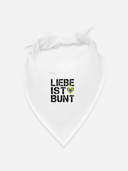 Liebe ist bunt. - Bandana Dreieckstuch - Weiß