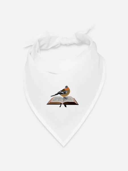 Buchfink auf Buch - Bandana Dreieckstuch - Weiß