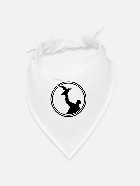 falknerei silhouette icon logo - Bandana Dreieckstuch - Weiß