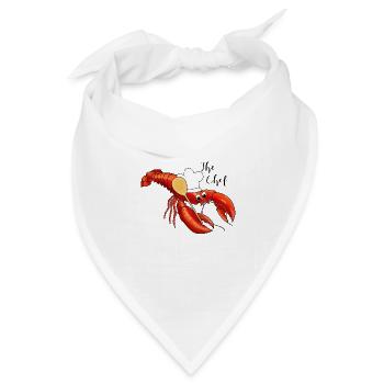 The Chef, Koch, Köchin, Hummer - Bandana Dreieckstuch - Weiß - Vorne