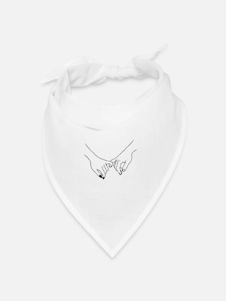 Zeichnung Freundschaft Hände Finger - Bandana Dreieckstuch - Weiß