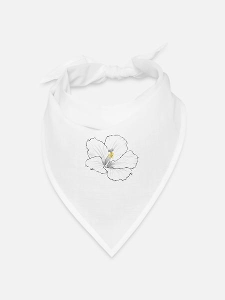 Hibiskus weis - Bandana Dreieckstuch - Weiß