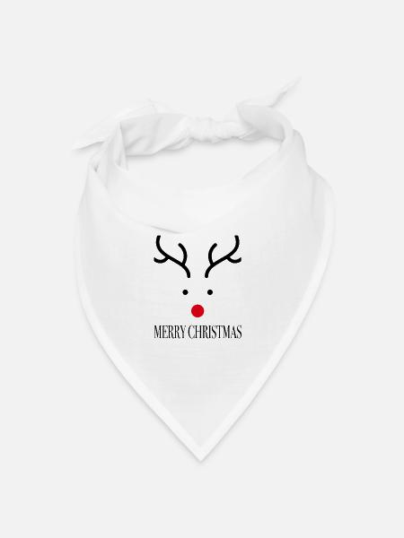 Weihnachten Merry Christmas Rudolf das Rentier - Bandana Dreieckstuch - Weiß