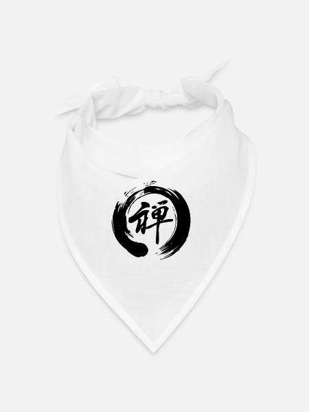 Zen in japanischer Kanji-Schrift in enso-Zen geschrieben - Bandana Dreieckstuch - Weiß