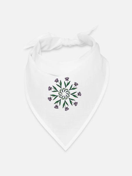 Flowers, Blumen, Rosette - Bandana Dreieckstuch - Weiß
