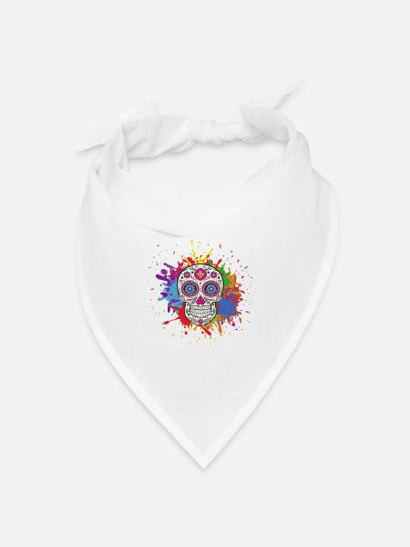 Mexikanischer Schädel - Bandana Dreieckstuch - Weiß