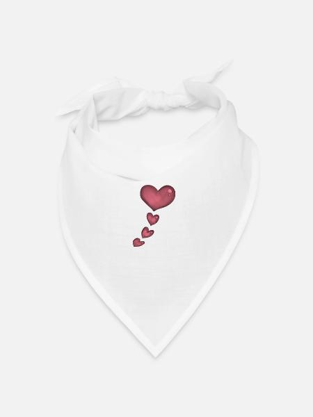pinkes Herz - Bandana Dreieckstuch - Weiß