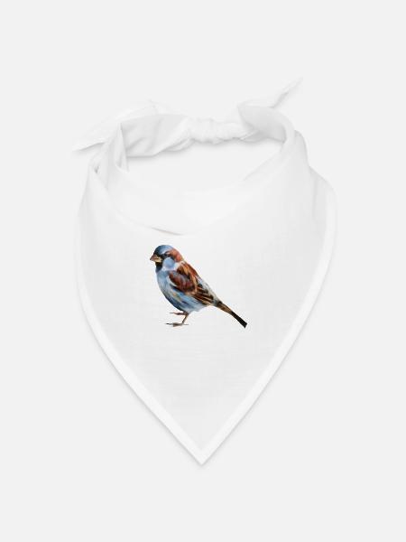 Vogel Spatz  - Bandana Dreieckstuch - Weiß