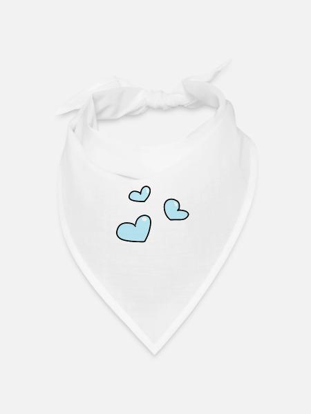 blaue Herzen - Bandana Dreieckstuch - Weiß