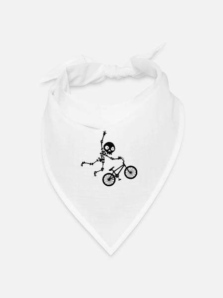 Lustig Totenkopf Fahrrad - Bandana Dreieckstuch - Weiß