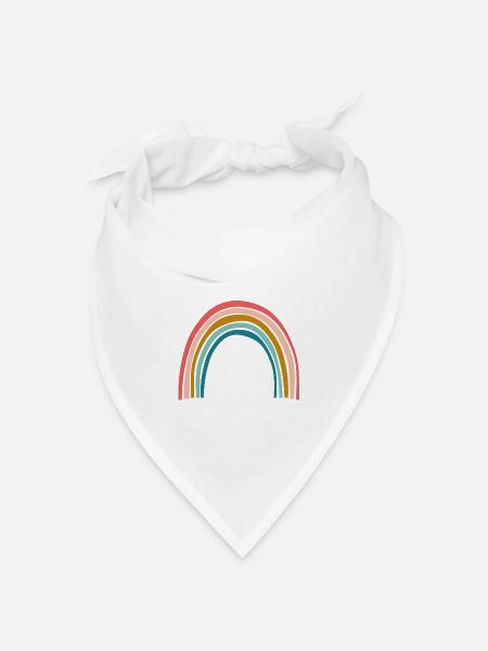 Pastell Regenbogenbogen - Bandana Dreieckstuch - Weiß