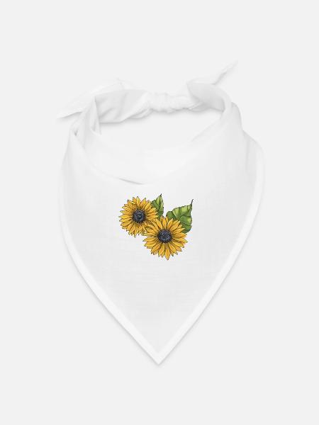 Sonnenblume Sonnenblumen - Bandana Dreieckstuch - Weiß